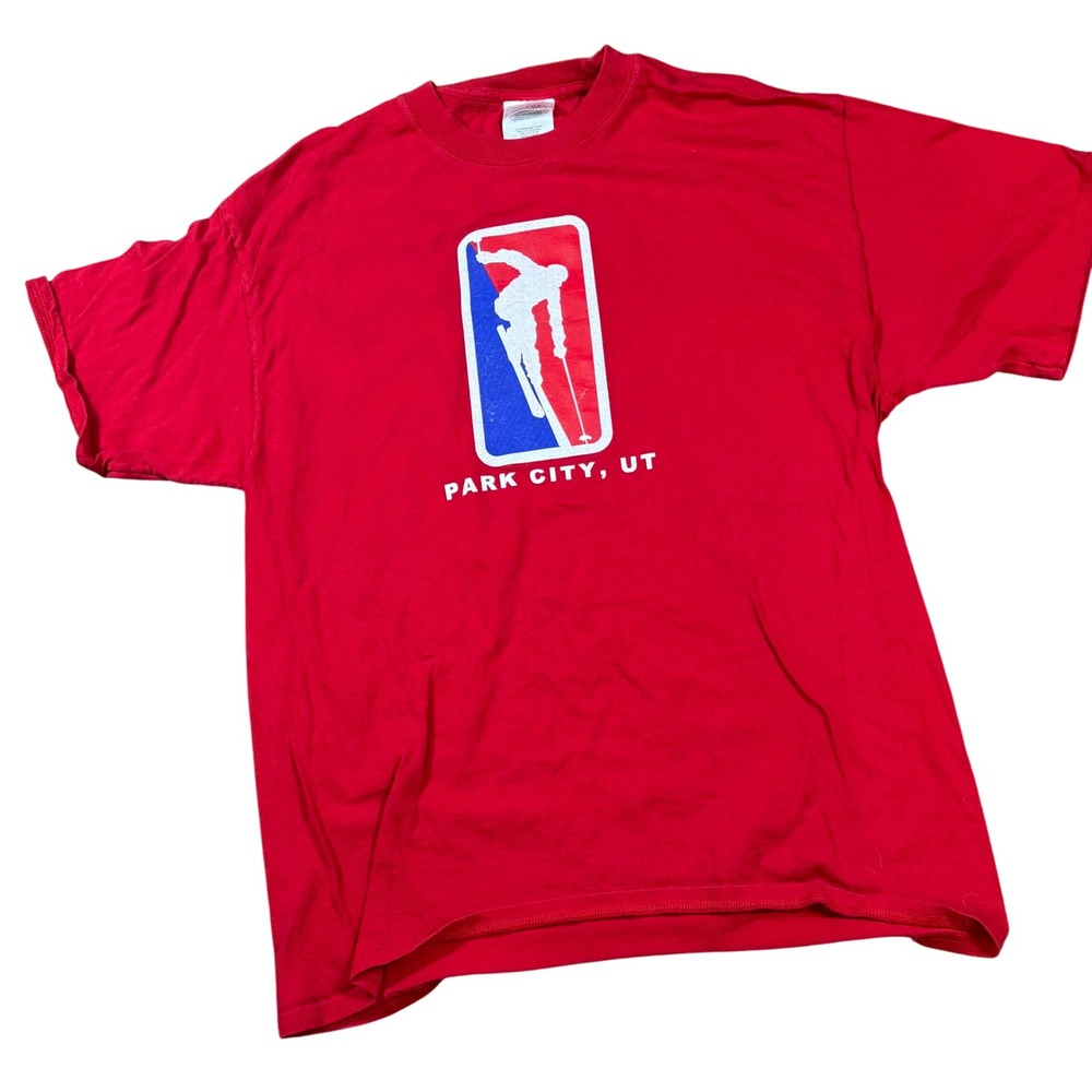 Port & Company Park City UT‎ Ski Graphic Tee Shirt Red Adult L